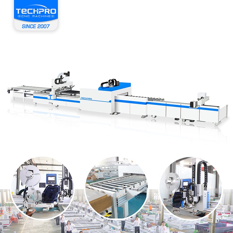 Wood Carving Machine Labeling and Side Drilling Nesting CNC Router Furniture Production Line With Auto Loading Unloading Table